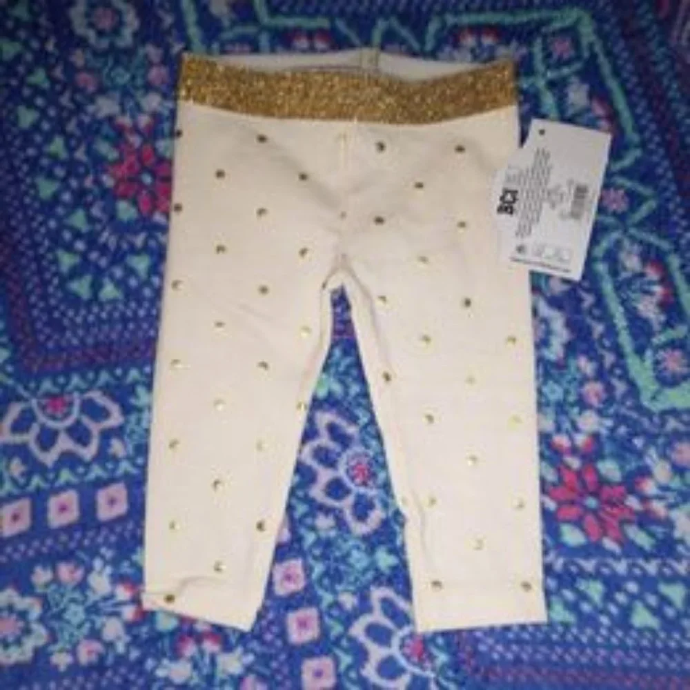 HOLIDAY TIME baby girl leggings cream gold 3-6 month k-212